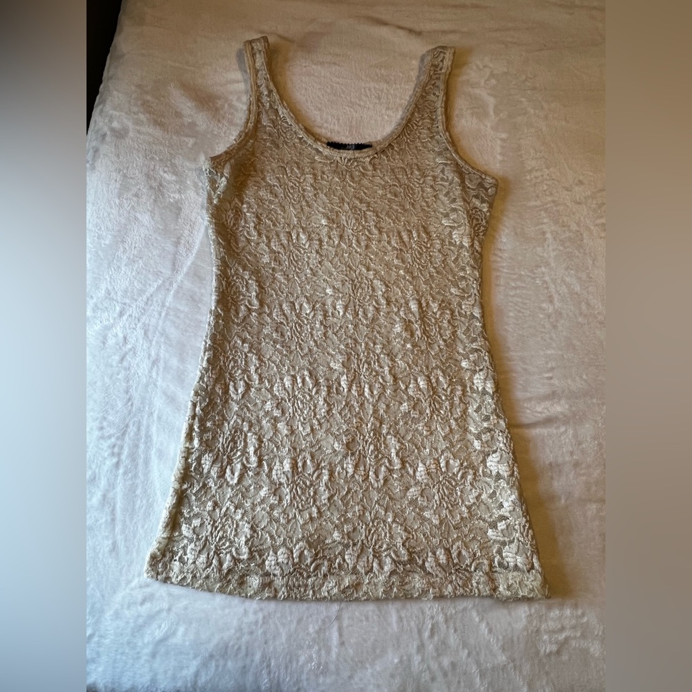 BKE Metallic Cream Tank - Medium